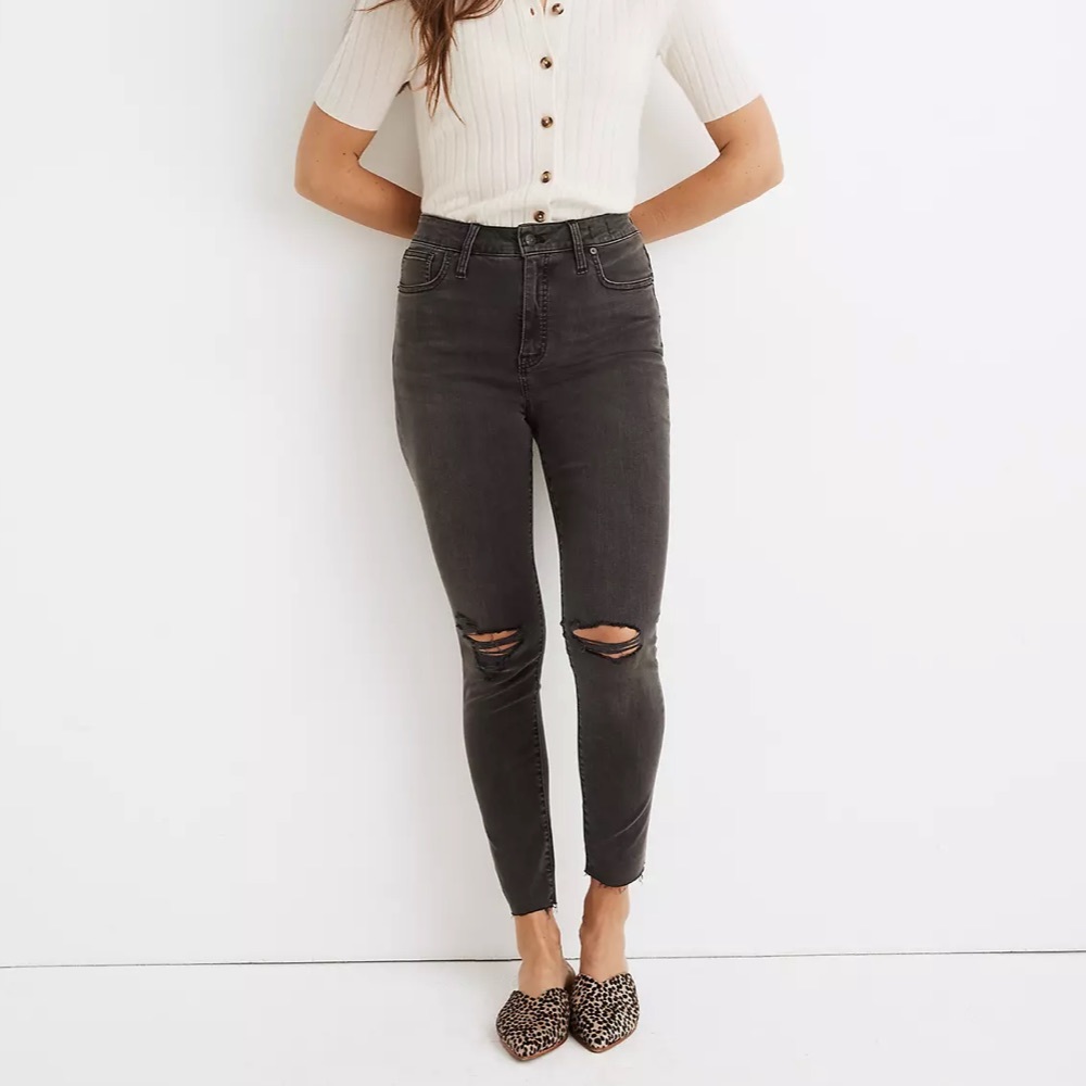 Curvy High-Rise Skinny Jeans in Black Sea- Worn Once